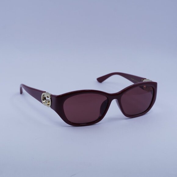 Gucci GG1826SK 003 Sunglasses Burgundy Geometric Frame, Burgundy Lenses - Picture 1 of 11